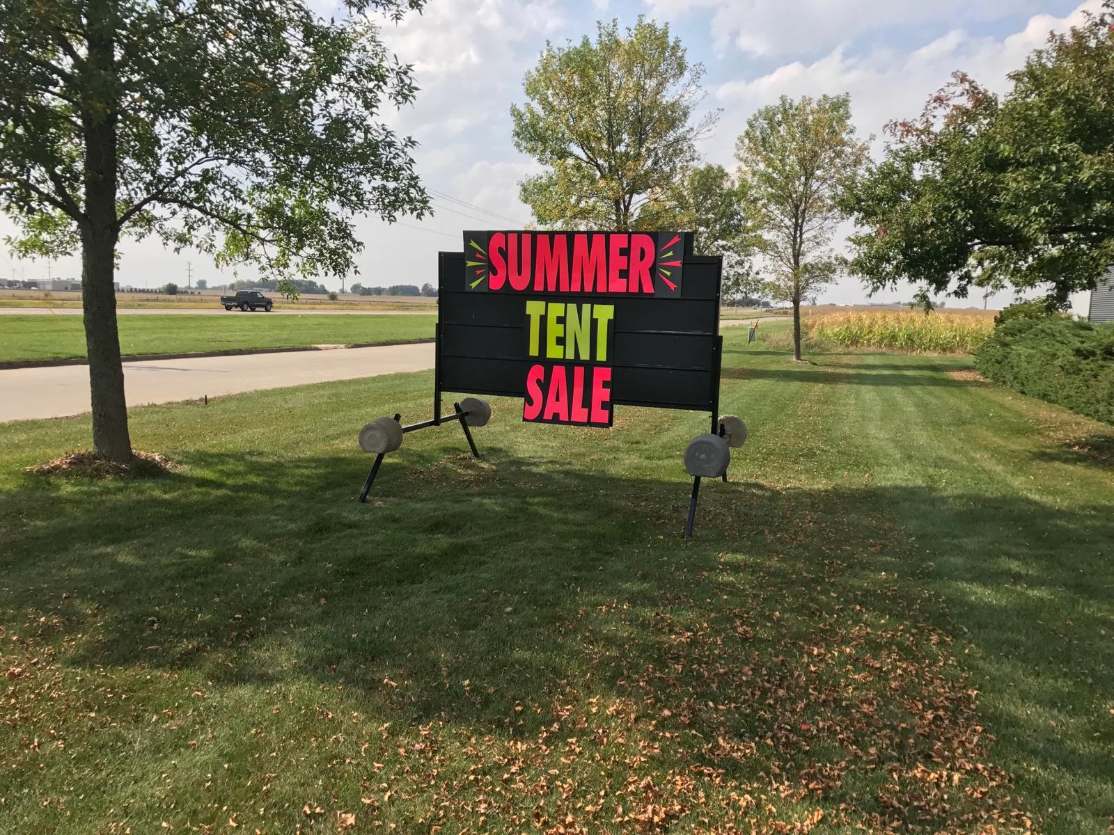 Summer Tent Sale sign